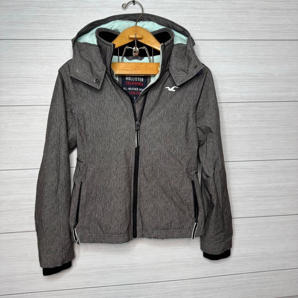 Hollister California All Weather Jacket Stretch Gray Hooded Size S